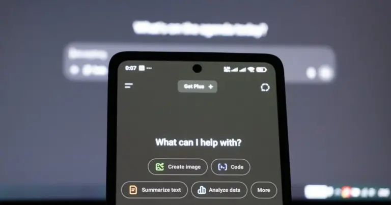 Smartphone displaying AI assistant interface
