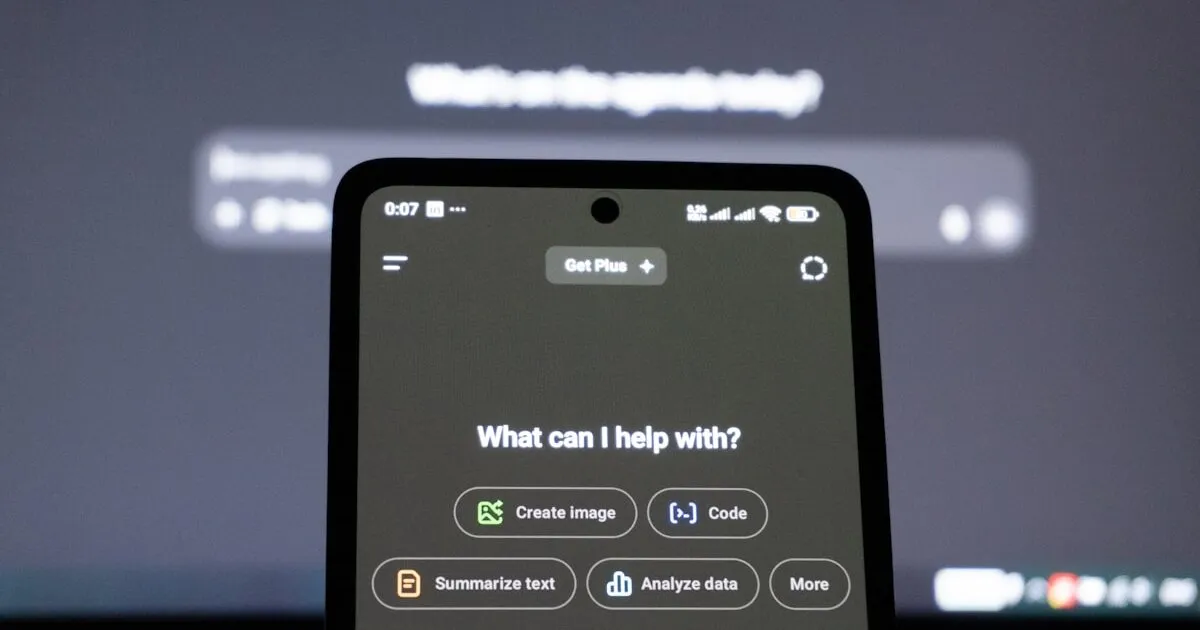 Smartphone displaying AI assistant interface